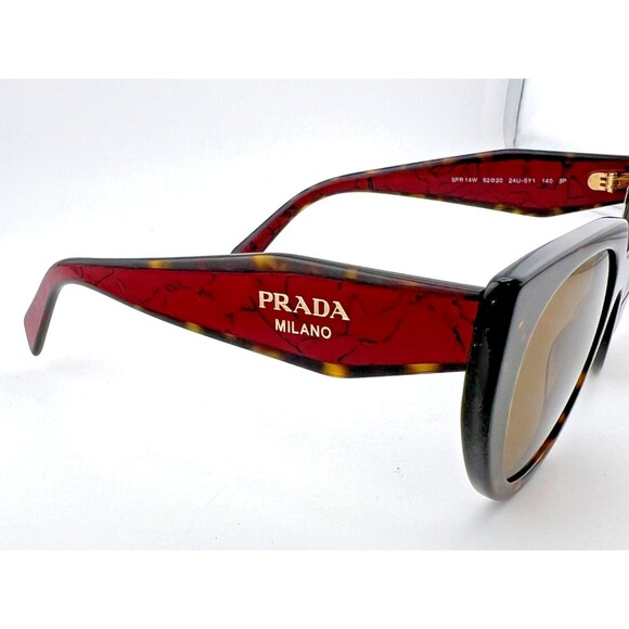 NIB $440 Womens PRADA Sunglasses 2AU5Y1 Tortoise Shell Red Marble Polarized 52mm - Picture 4 of 11